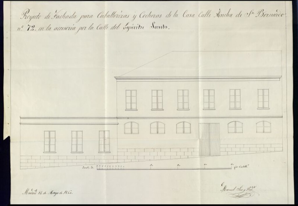 Miniatura de Expediente instruido a instacia del Duque de Guadalcazar sobre construcción  en la calle del Espíritu Santo nº 50,duplicado  manzana 485, accesoria de la casa nº 72 calle Ancha de S. Bernardo.