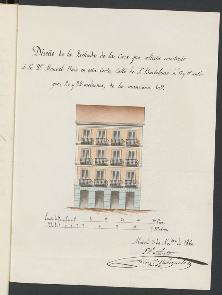 Miniatura de Promovido por D. Manuel Ruiz, en solicitud de licencia para edificar de nueva planta en la calle de S. Bartolomé nº 20 y 22.