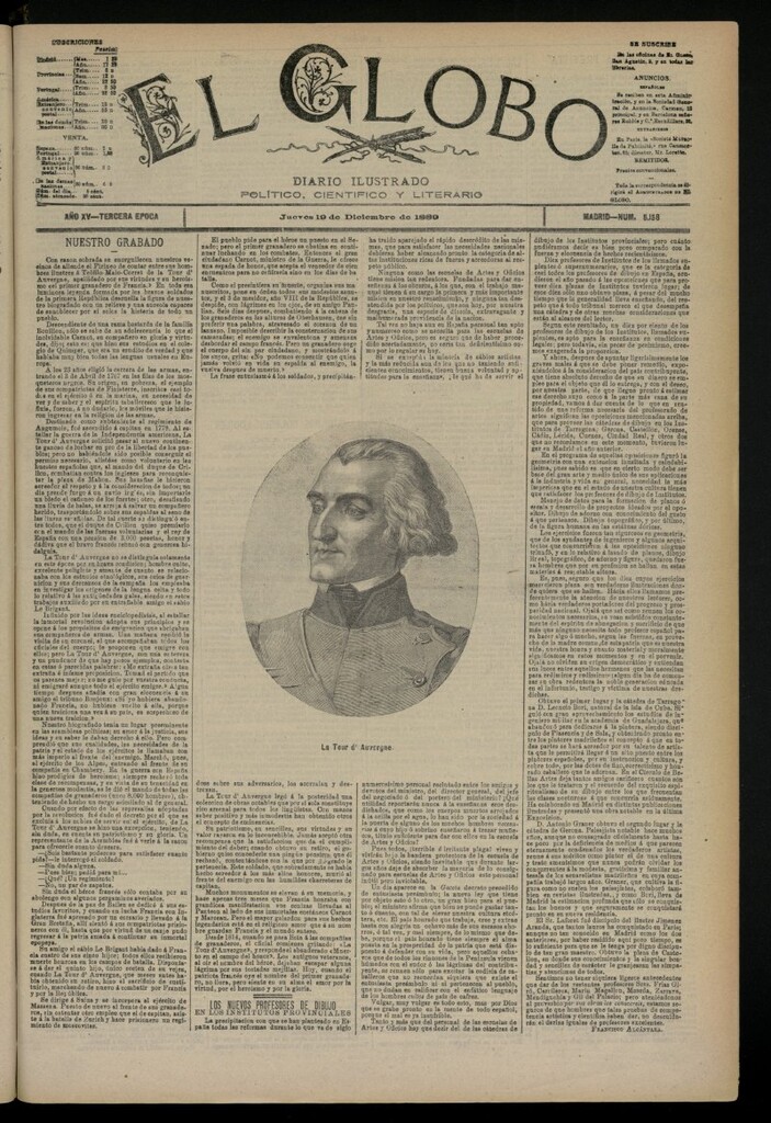 Miniatura de El Globo : diario ilustrado del 19 de diciembre de 1889, nº 5158