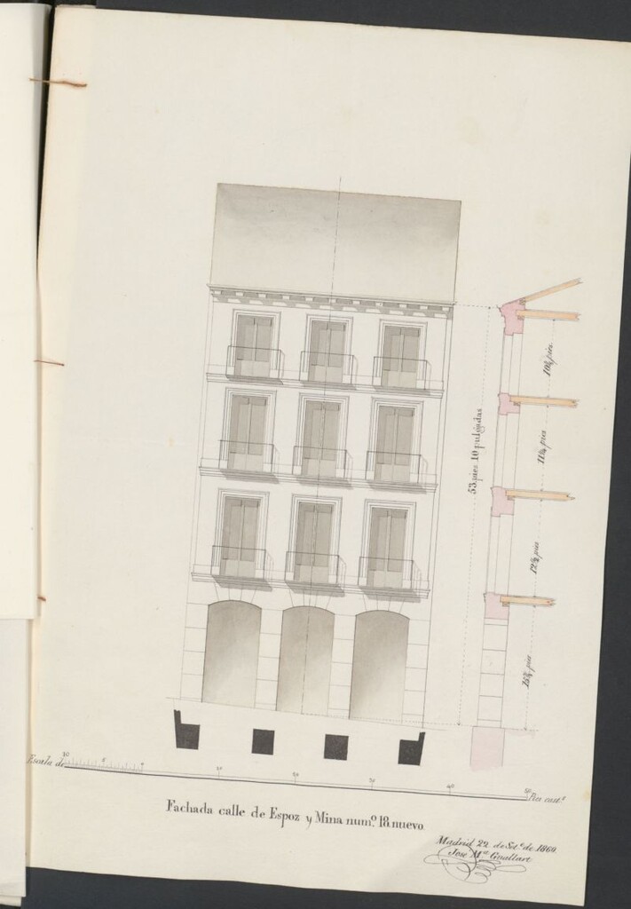 Miniatura de Sobre expropiación de la casa calle de Barcelona nº 11, con accesorias a la de Espoz y Mina y solicitud de D. Domingo Sacos como apoderado de los dueños de la misma, para construir en las partes que ha quedado renovada después de la cesión de pies dejados.