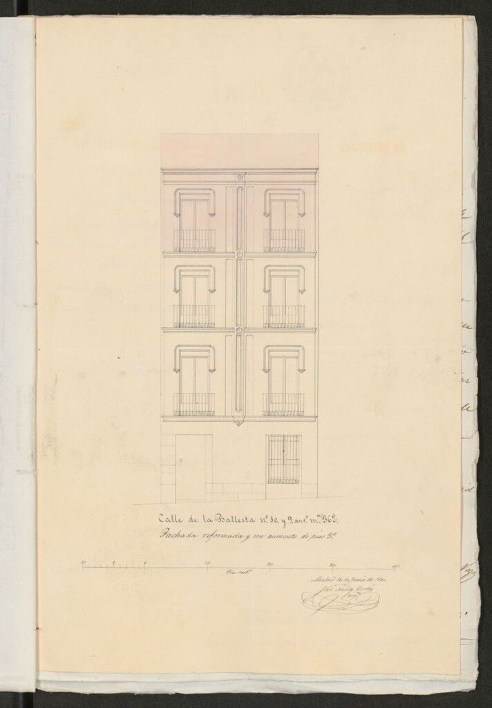 Miniatura de D. Joaquín de Zayas y de la Vega, sobre aumento de piso en su casa calle de la Ballesta nº 10.