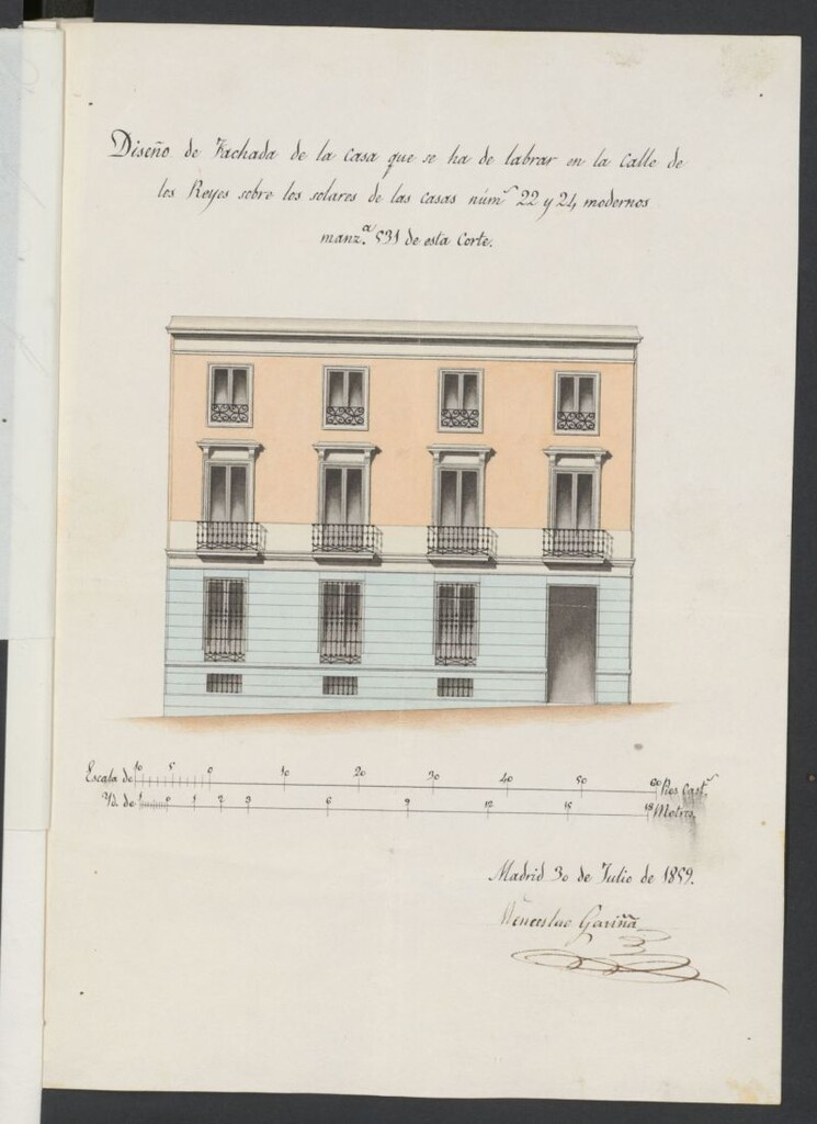 Miniatura de D. Juan Gil Delgado, en solicitud de licencia para construir de nueva planta las casas calle de los Reyes, nº 22 y 24, manzana 531.
