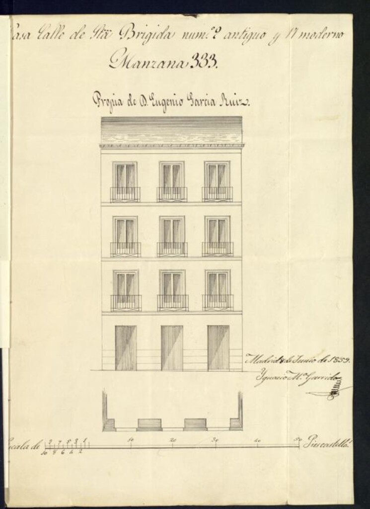 Miniatura de D. Anselmo María López y Florez, como apoderado de D. Eugenio García Ruiz, en solicitud de licencia para construir de nueva planta la casa calle de Santa Brigida, nº 17, manzana 333.