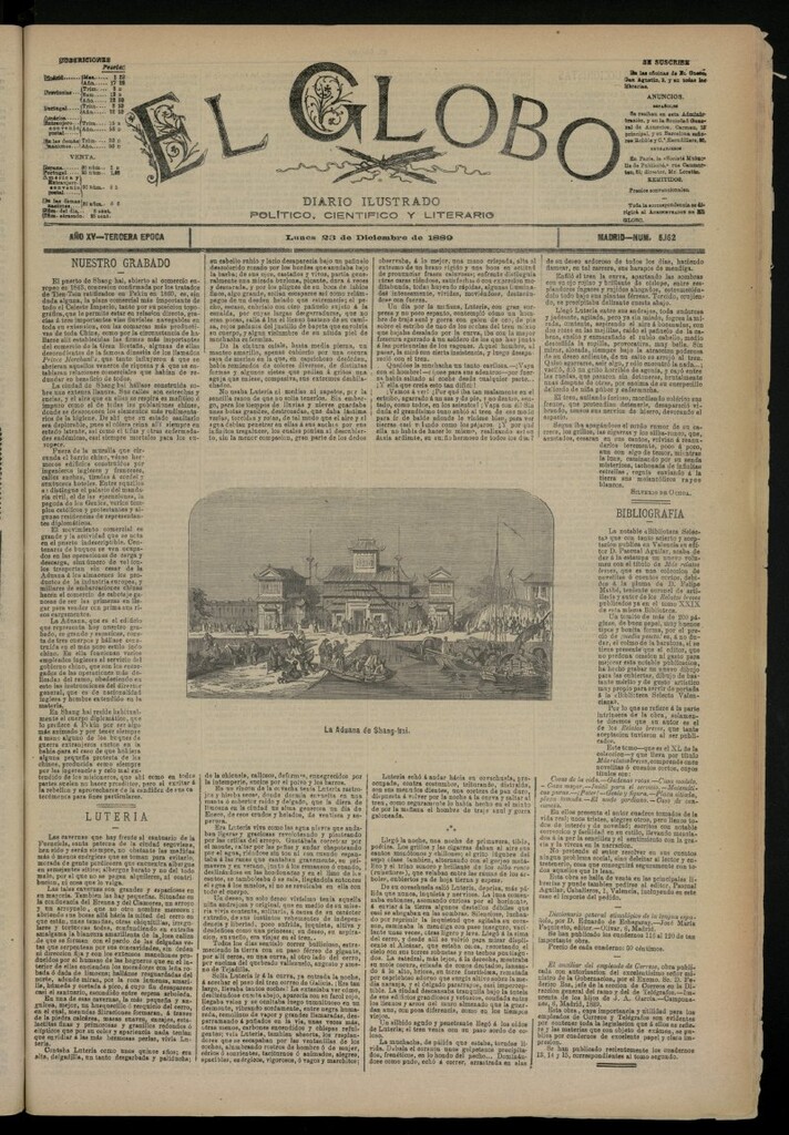 Miniatura de El Globo : diario ilustrado del 23 de diciembre de 1889, nº 5162