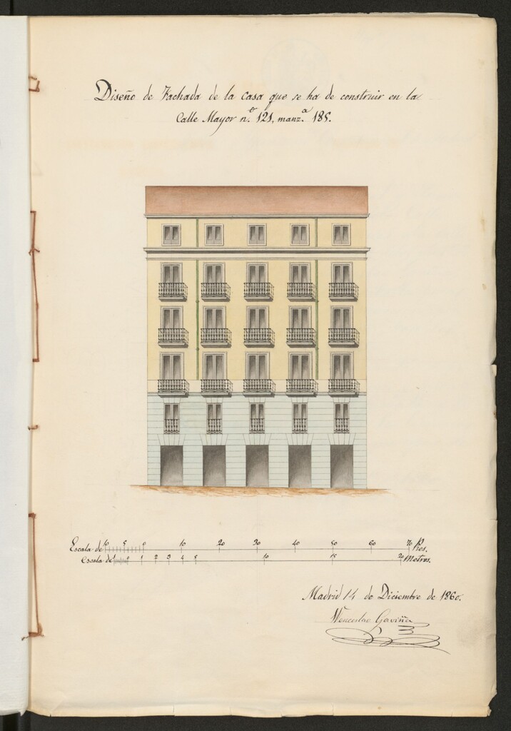 Miniatura de D. Antonino de Noval y Llano, Administrador de la casa calle Mayor nº 119, con accesoria de la del Sacramento nº 12, propia de D. José de Nao y de D. Wenceslao Gavina, en solicitud de licencia para construir la nueva planta.
