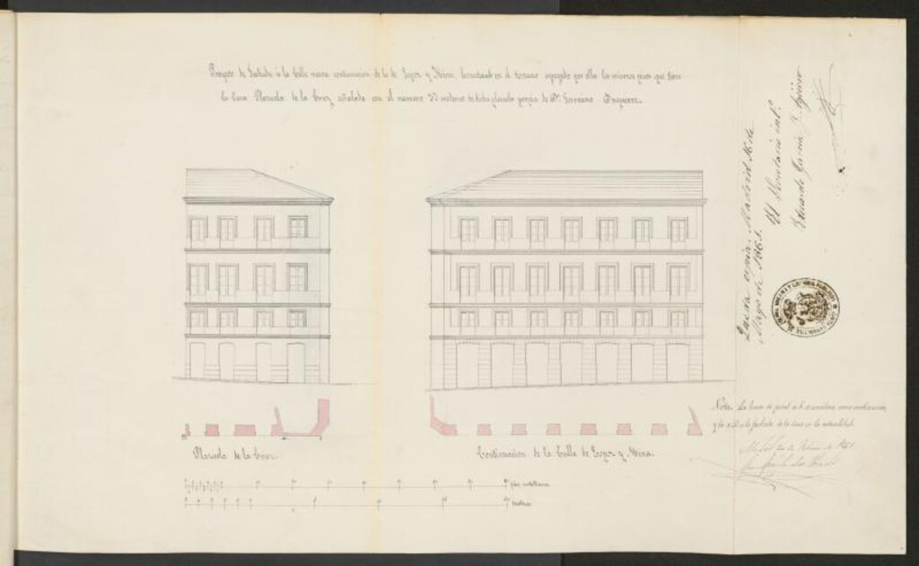 Miniatura de D. Jerónimo Daguerre, en solicitud de licencia para reedificar su casa calle de la Cruz nº 33, agregando a su finca un terreno procedente del derribado Teatro de la Cruz.