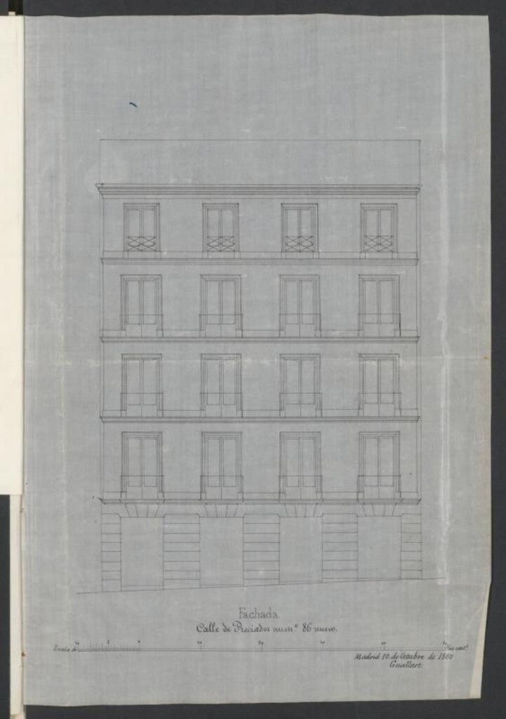 Miniatura de D. José Guallart, como encargado de la Sra. Dª María del Carmen Valle, viuda de D. Manuel Molinero, en solicitud de edificar de nueva planta en un terreno sito en la calle de Preciados nº 86.