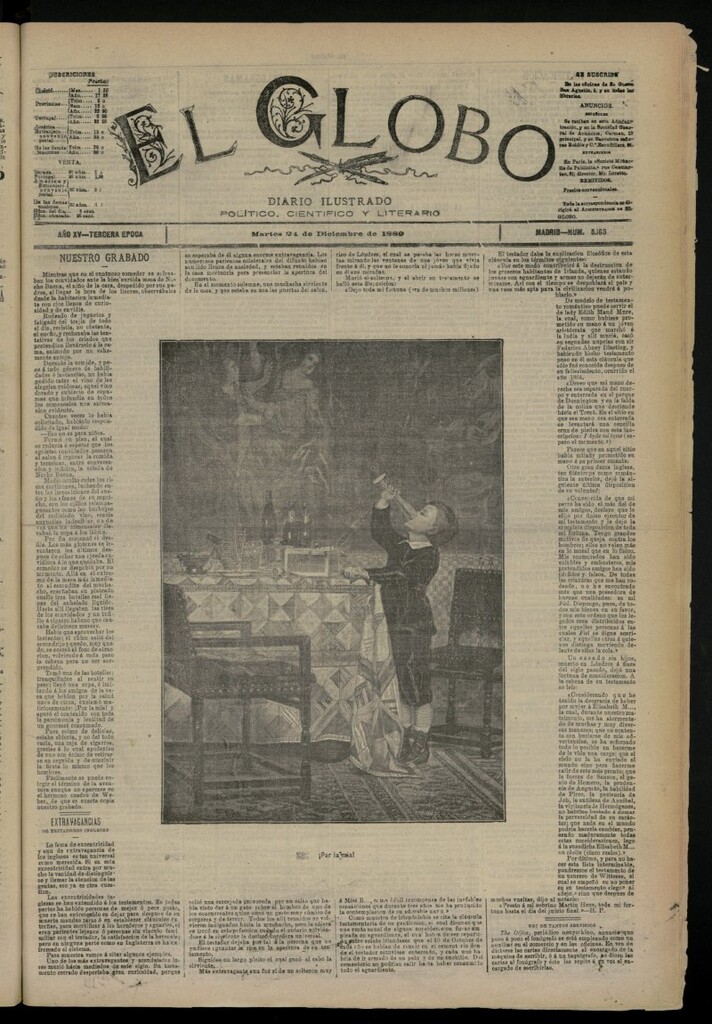 Miniatura de El Globo : diario ilustrado del 24 de diciembre de 1889, nº 5163