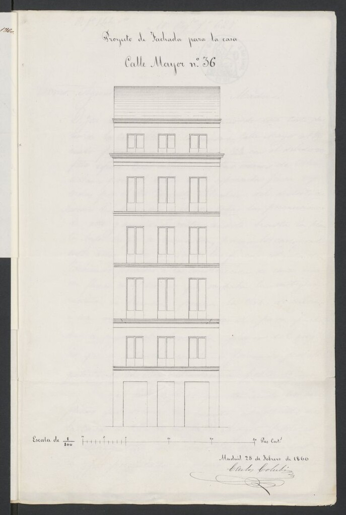 Miniatura de D. José de Murga y Reolid, pidiendo licencia para construir de nueva planta, la casa calle Mayor nº 36 manzana 388.