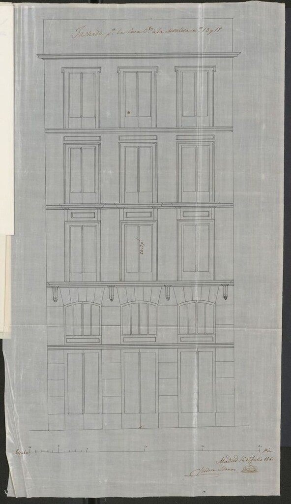 Miniatura de D. Nicolás de Ortiga, dueño de la mitad de la casa nº 11 y 13 modernos, y totalidad del 15 de la calle de la Montera, en solicitud de que se le conceda licencia para construir de nueva planta.