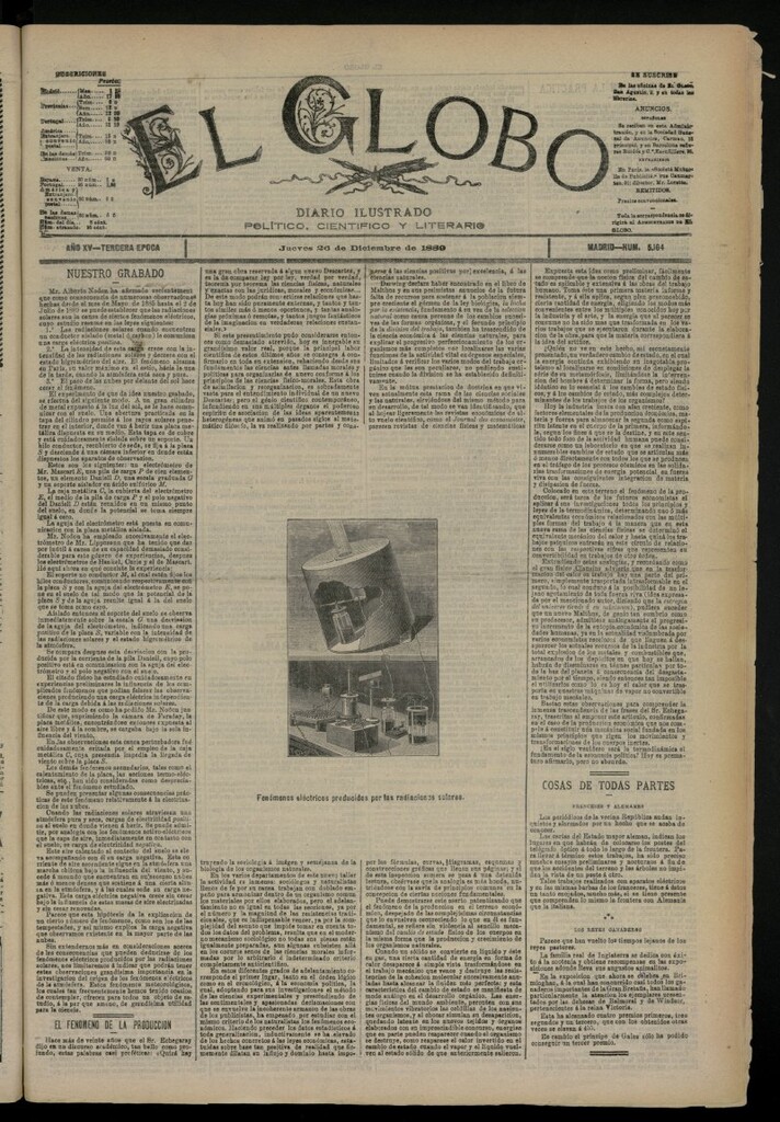 Miniatura de El Globo : diario ilustrado del 26 de diciembre de 1889, nº 5164