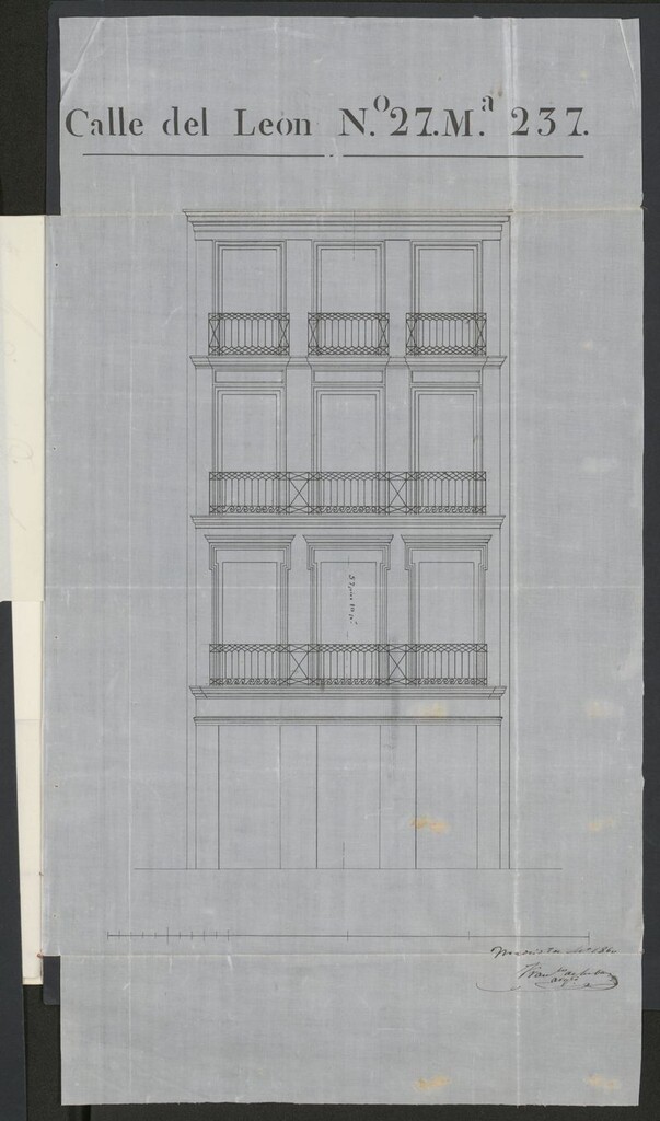 Miniatura de D. Narciso de Heredia, sobre licencia para construir de nueva planta en la calle de León, º 2 manzana 237.
