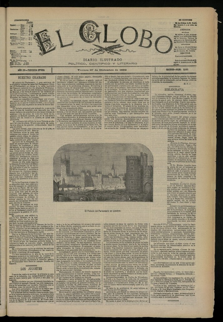 Miniatura de El Globo : diario ilustrado del 27 de diciembre de 1889, nº 5165
