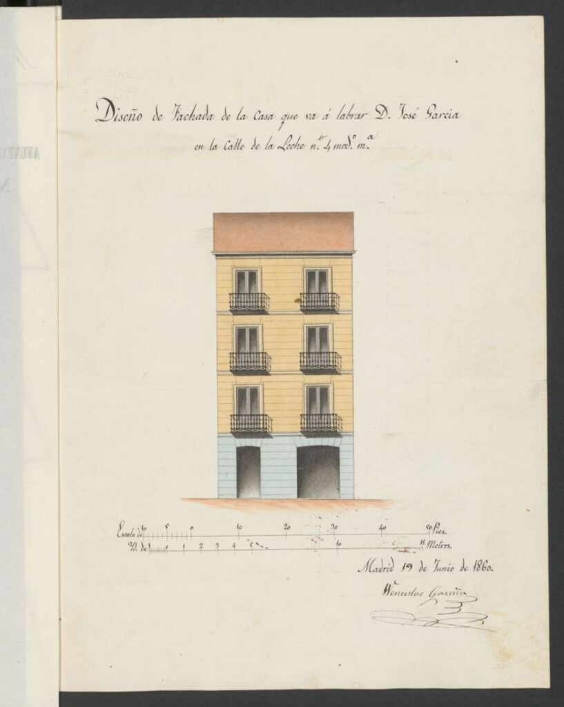 Miniatura de D. José García, en solicitud de licencia para edificar la casa de su propiedad calle de la Leche nº 4.