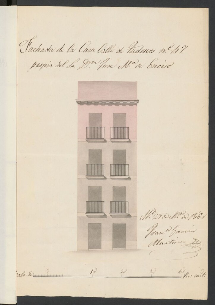 Miniatura de D. José María Enciso, sobre aumento de piso tercero en su casa calle de tudescos, nº 47.
