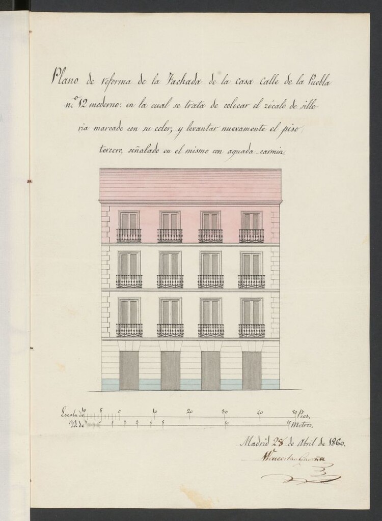 Miniatura de D. Cándido Alejandro de Palacio, acerca de las obras que se propone hacer en su casa calle de la Puebla nº 12.