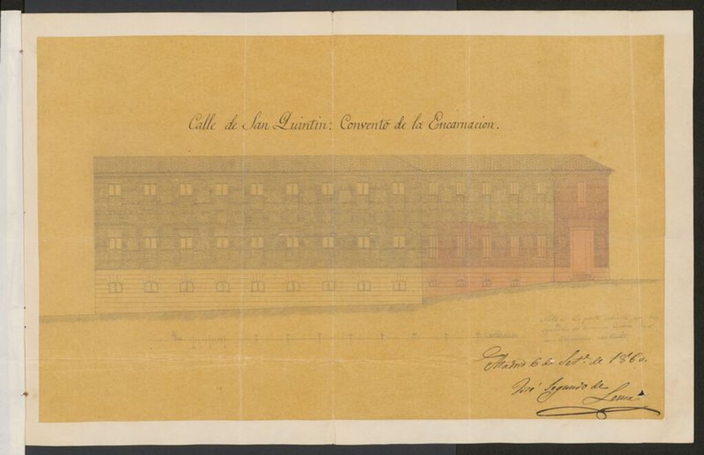 Miniatura de D. José Segundo de Lema, arquitecto de real casa, sobre que se agregue al convento de la Encarnación, el solar que le es contiguo, y solicitando licencia para edificar sobre él.