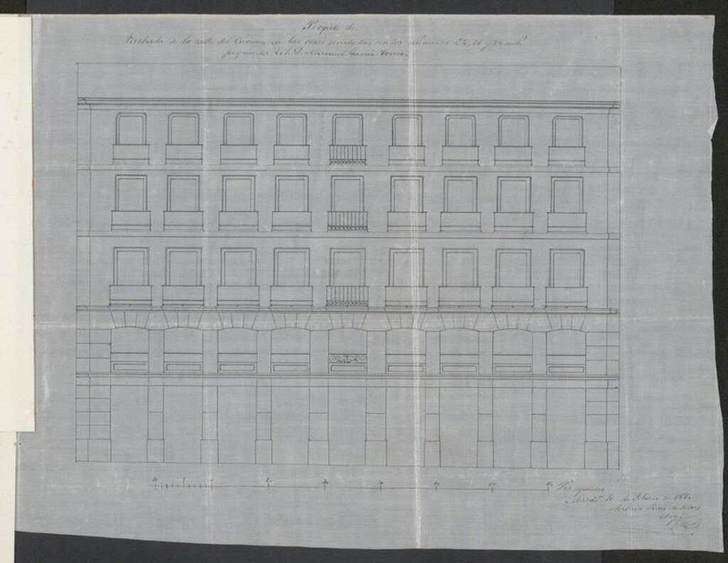 Miniatura de D. Manuel Antonio García, solicitando licencia para construir la casa de su propiedad calle del Carmen nº 24, 26 y 28 manzana 352.