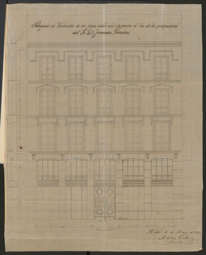 Miniatura de D. Francisco Arrivas, sobre construcción de la Casa Calle del Carmen nº 60 manzana 364.
