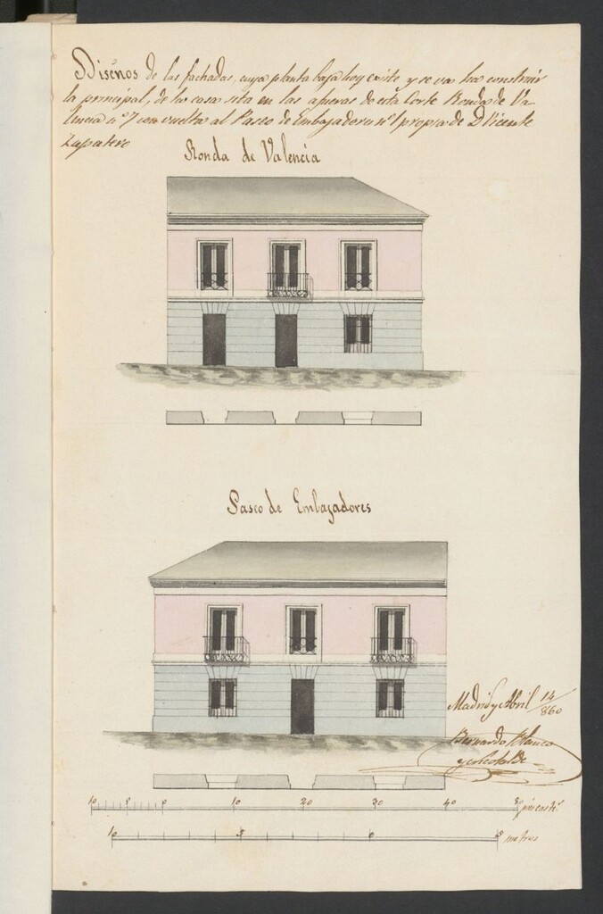 Miniatura de D. Vicente Zapatero, sobre licencia para aumentar un piso en su casa de las afueras, Ronda de Valencia nº 7, con vuelta al Paseo de Embajadores, nº 1.