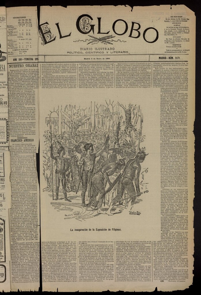 Miniatura de El Globo : diario ilustrado del 2 de enero de 1890, nº 5171