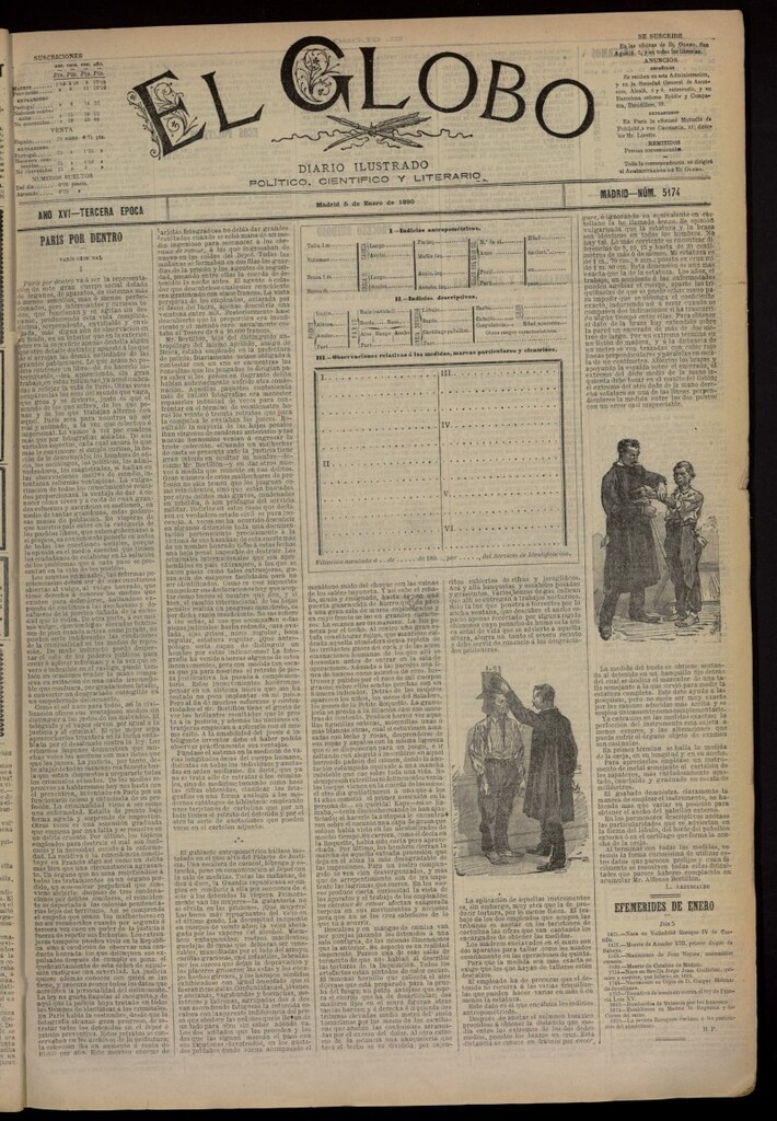 Miniatura de El Globo : diario ilustrado del 5 de enero de 1890, nº 5174