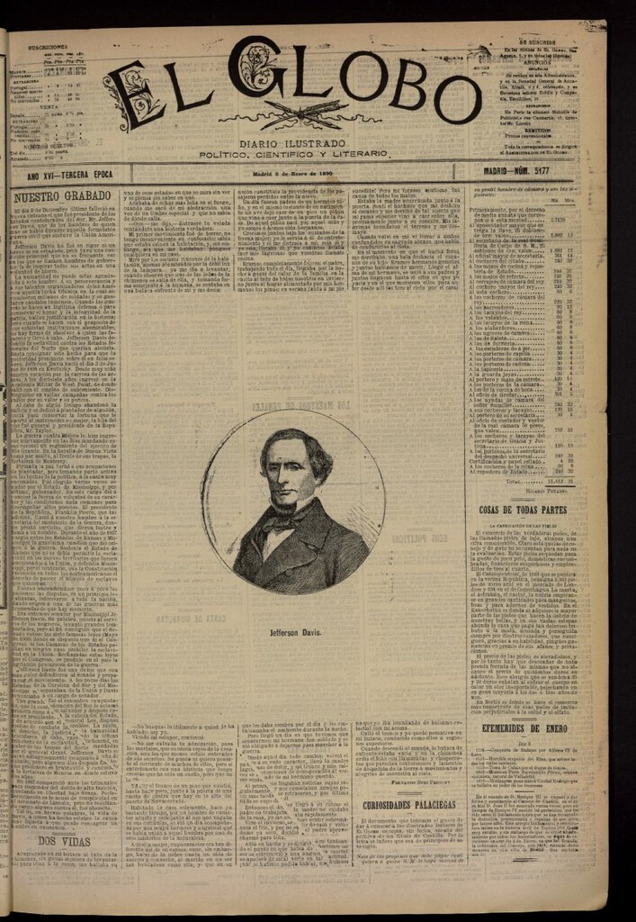 Miniatura de El Globo : diario ilustrado del 8 de enero de 1890, nº 5177