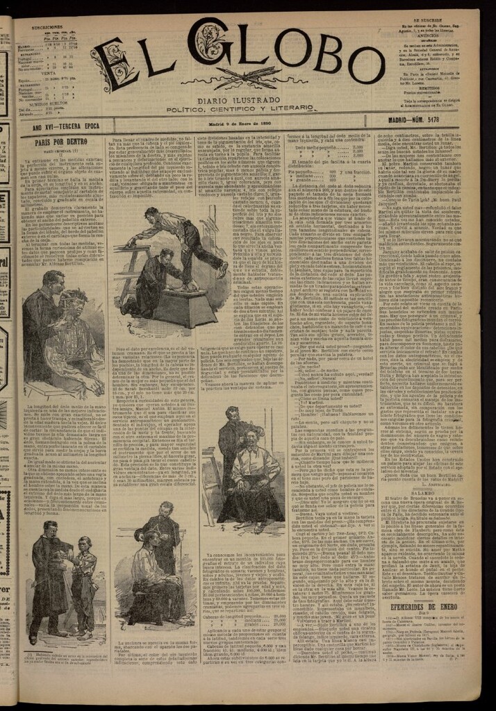Miniatura de El Globo : diario ilustrado del 9 de enero de 1890, nº 5178