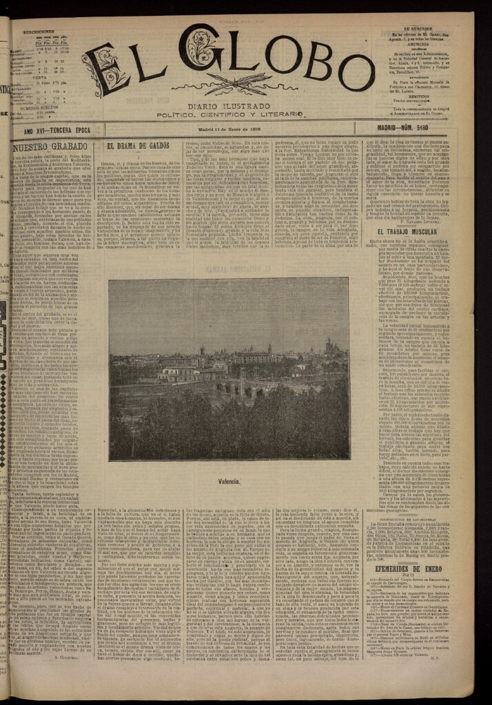 Miniatura de El Globo : diario ilustrado del 11 de enero de 1890, nº 5180