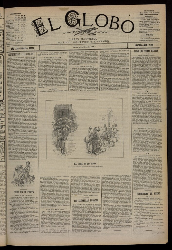 Miniatura de El Globo : diario ilustrado del 17 de enero de 1890, nº 5186