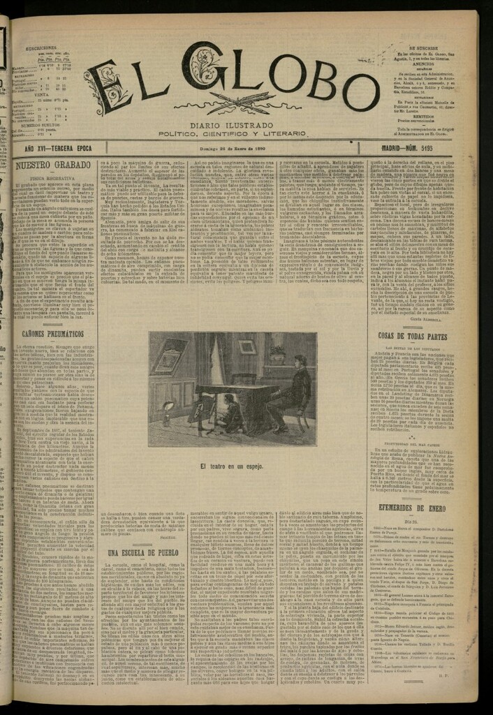 Miniatura de El Globo : diario ilustrado del 26 de enero de 1890, nº 5195