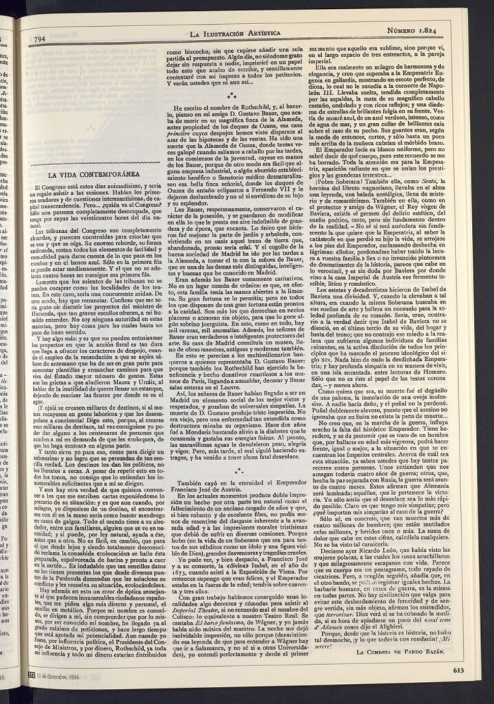 Miniatura de Las tribunas del Congreso. Asedio de peticiones de recomendación. Muerte de Gustavo Bauer. Muerte del Emperador de Austria; la emperatriz Isabel
