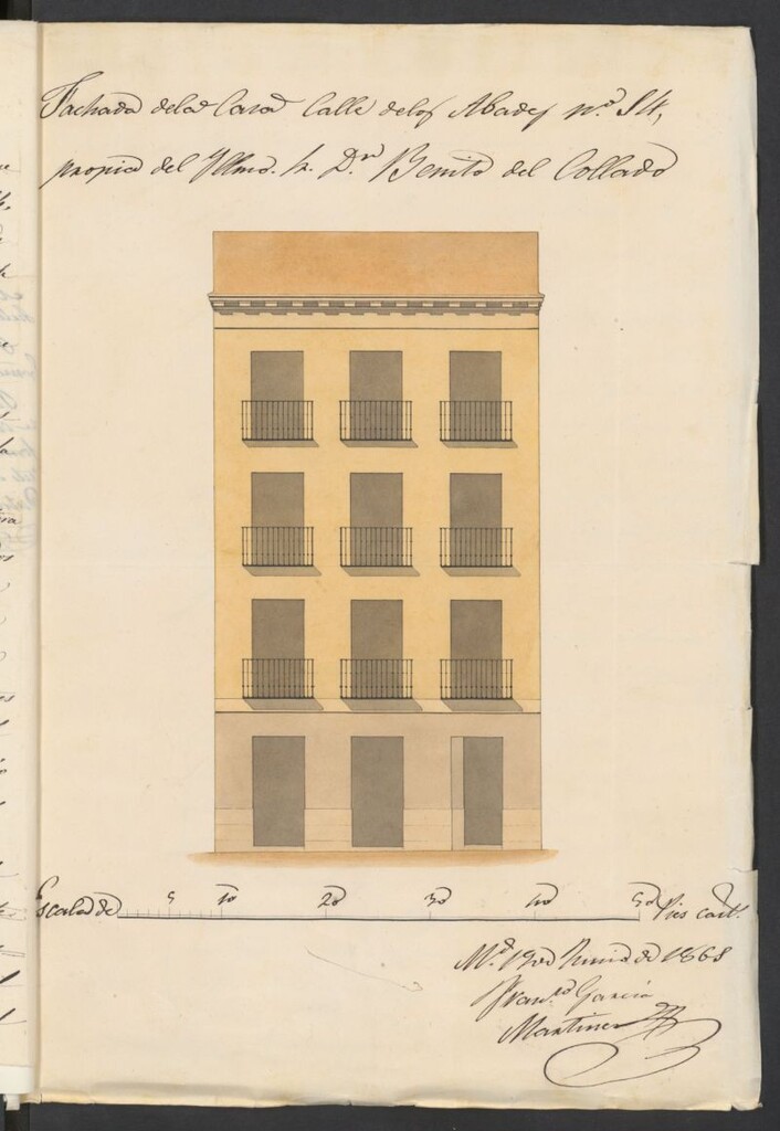 Miniatura de D. Benito Collado y Ardanuy, dueño de la casa nº 14 calle de los Abades, manzana 64, en solicitud de licencia para construirla de nueva planta.