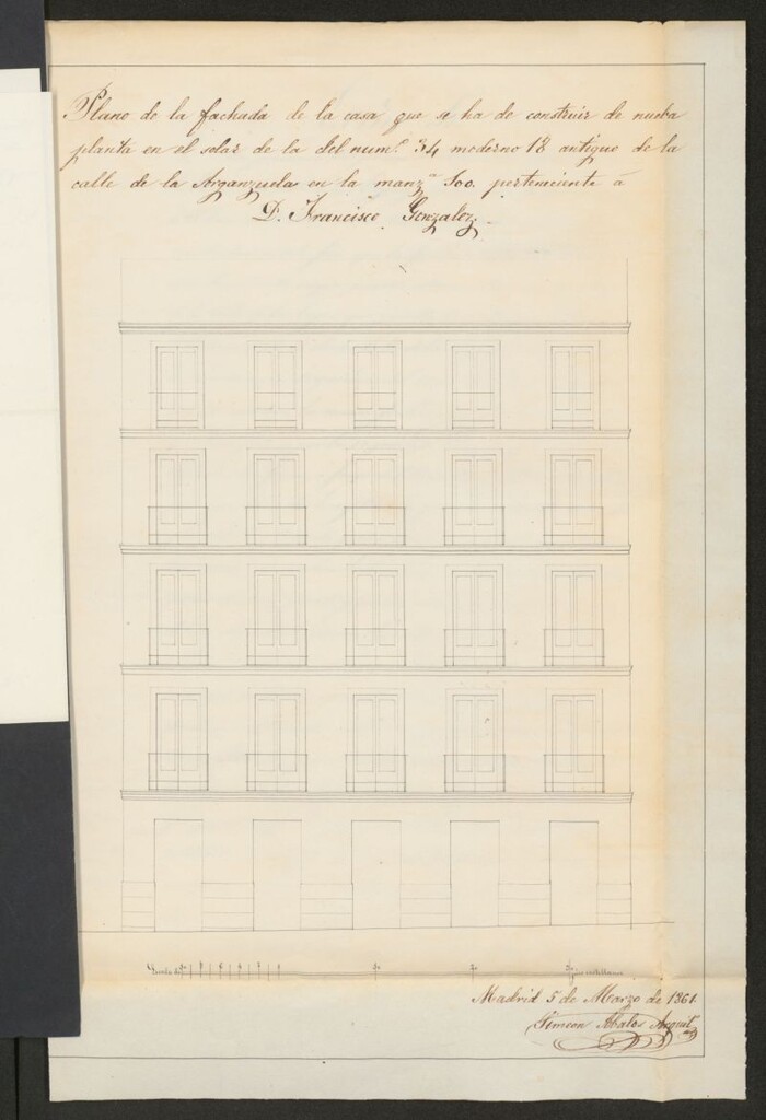 Miniatura de D. Francisco González, en solicitud de licencia para construir de nueva planta la casa nº 34 de la calle de la Arganzuela.