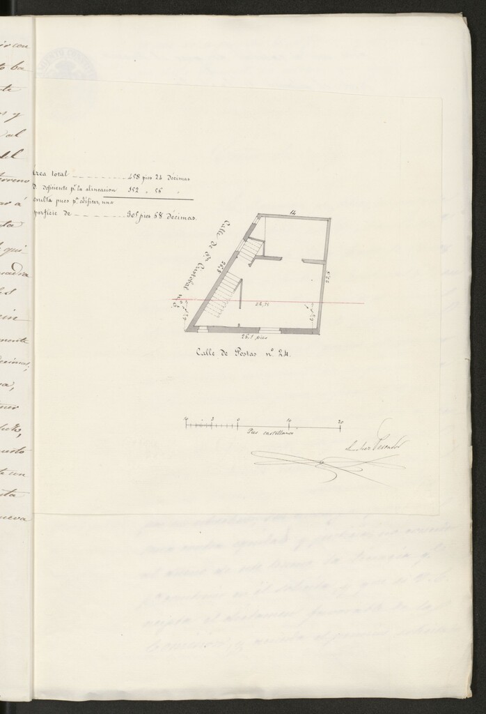 Miniatura de D. Manuel Mª Martínez, Administrador de la casa calle de Postas nº 24, con vuelta a la de S. Cristóbal nº 5 en solicitud de licencia para construirla de nueva planta.