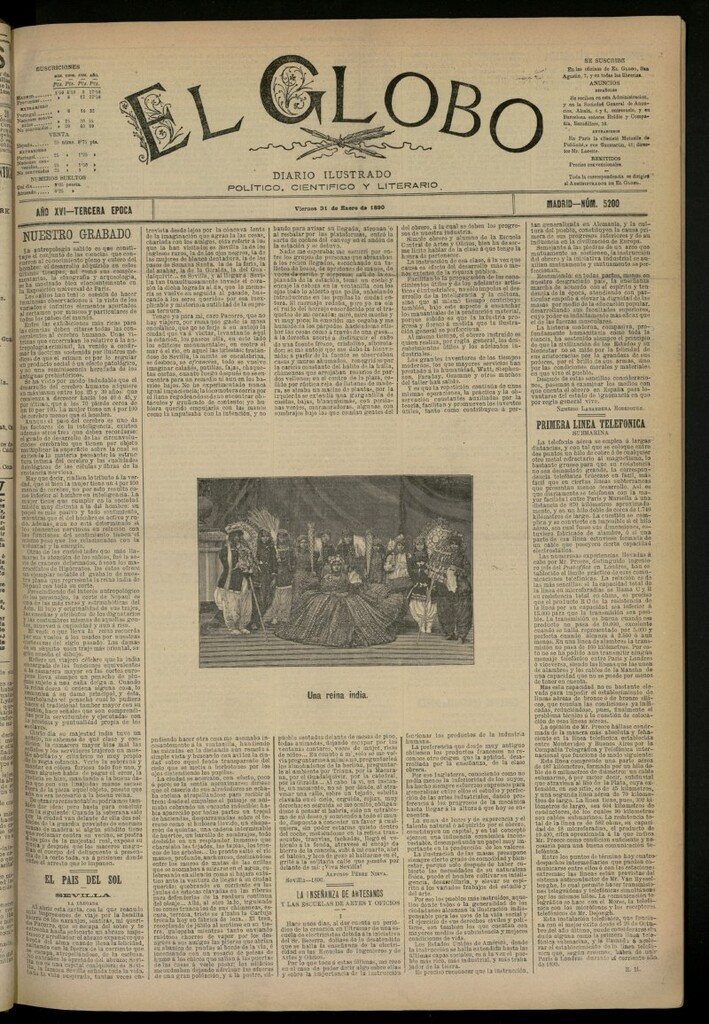 Miniatura de El Globo : diario ilustrado del 31 de enero de 1890, nº 5200