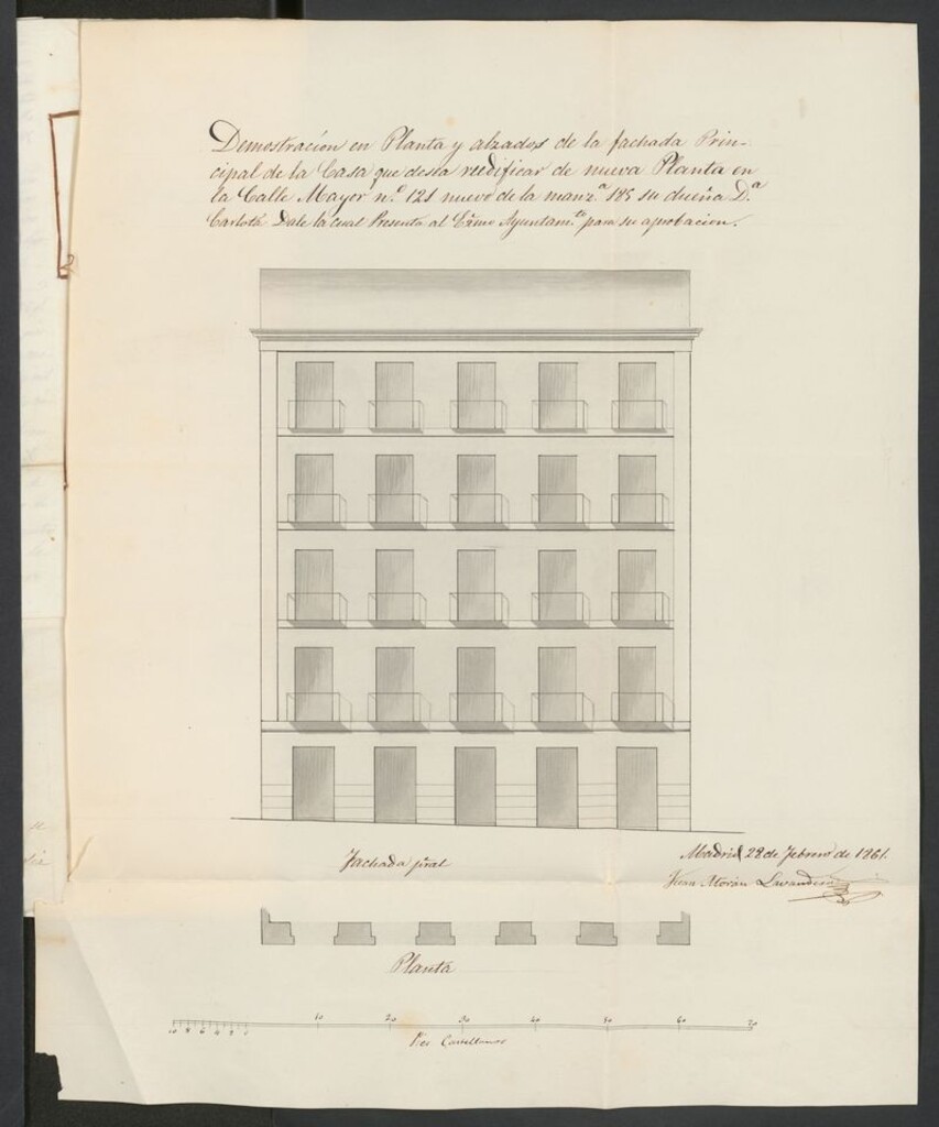 Miniatura de Dª Carlota Dale, en solicitud de licencia para reedificar la casa calle Mayor nº 121 manzana 185.