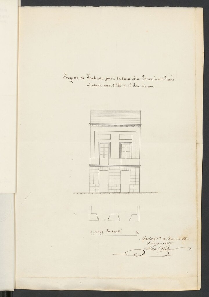 Miniatura de D. José Moreno, en solicitud a reconstruir la fachada de la casa sita en la Travesía de Fucar nº 22.
