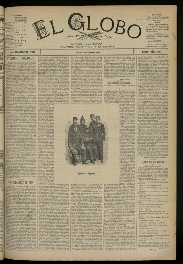 Miniatura de El Globo : diario ilustrado del 4 de febrero de 1890, nº 5204