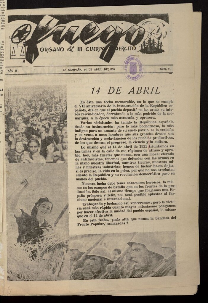 Miniatura de Fuego (Madrid, 1937) del 14 de abril de 1938