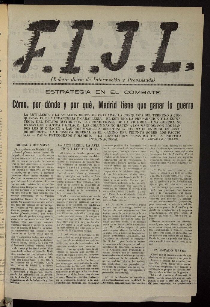 Miniatura de FIJL: Boletín Diario de Información y Propaganda del 21 de noviembre de 1936