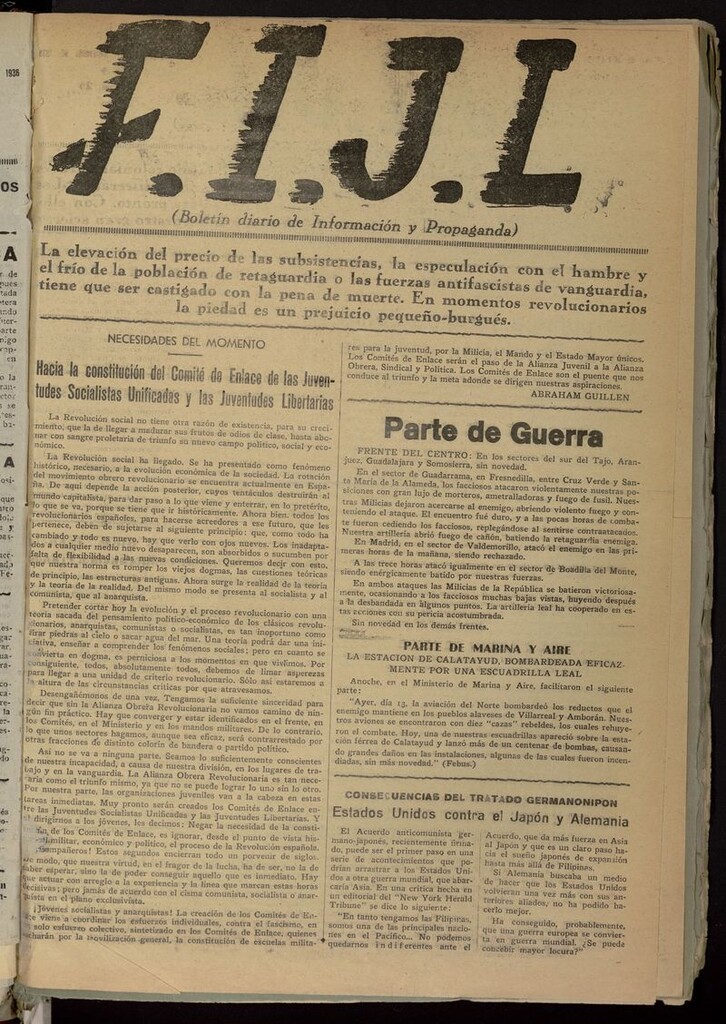 Miniatura de FIJL: Boletín Diario de Información y Propaganda del 16 de diciembre de 1936