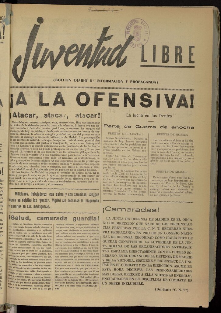 Miniatura de Juventud Libre : suplemento diario de información, 10 de noviembre de 1936