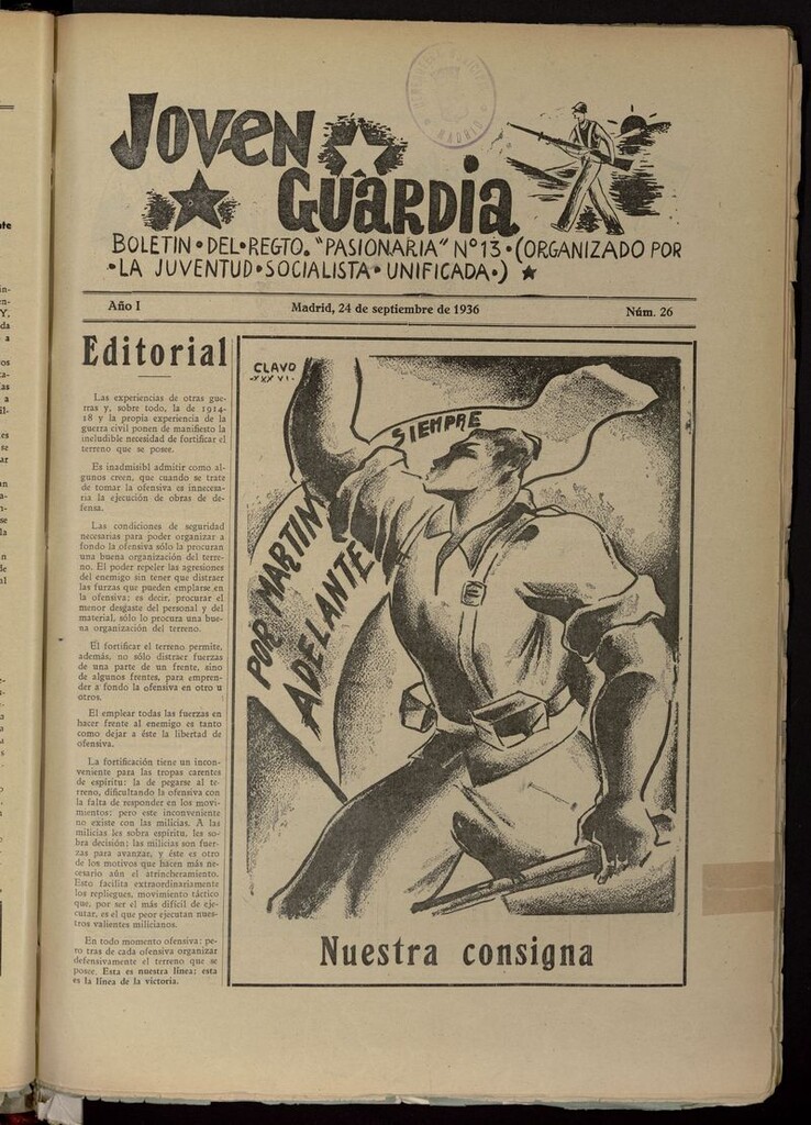 Miniatura de Joven Guardia: Boletín del Regimiento Pasionaria nº 13 del 24 de septiembre de 1936