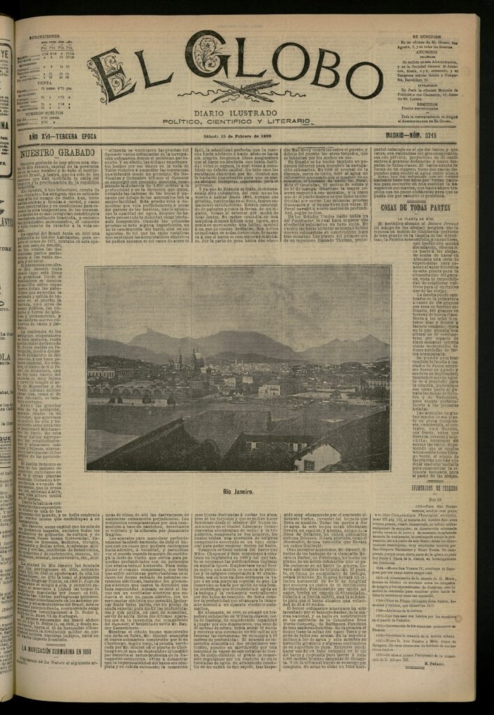 Miniatura de El Globo : diario ilustrado del 15 de febrero de 1890, nº 5215