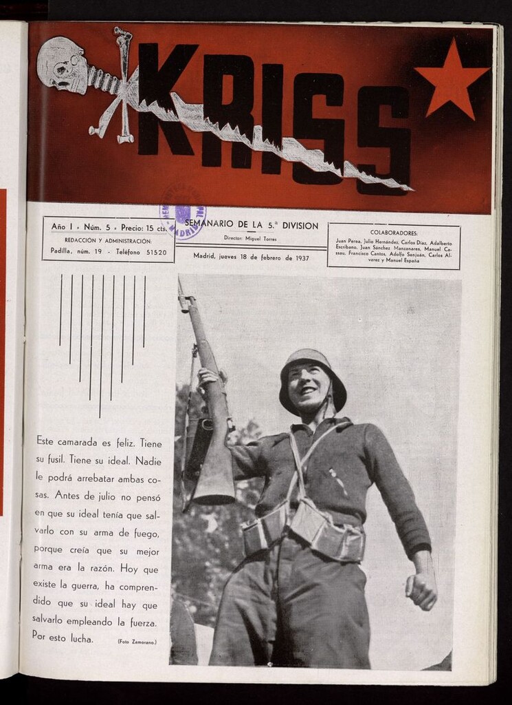 Miniatura de Kriss: semanario de la 5ª División del 18 de febrero de 1937