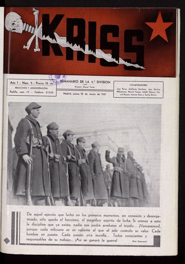 Miniatura de Kriss: semanario de la 5ª División del 18 de marzo de 1937