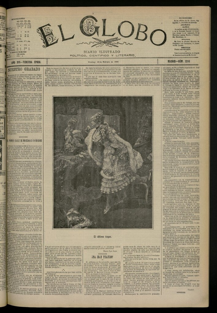 Miniatura de El Globo : diario ilustrado del 16 de febrero de 1890, nº 5216