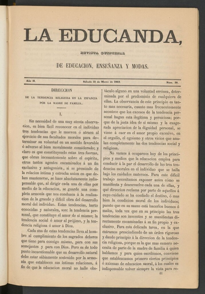 Miniatura de La Educanda: revista de educación del 15 de marzo de 1862