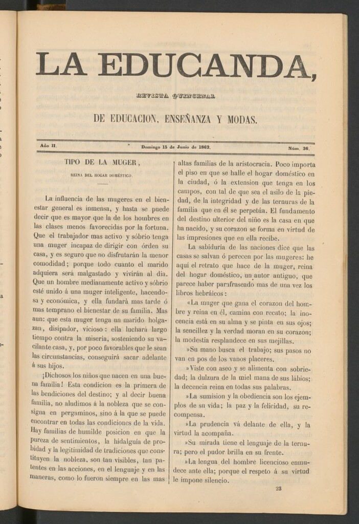 Miniatura de La Educanda: revista de educación del 15 de junio de 1862
